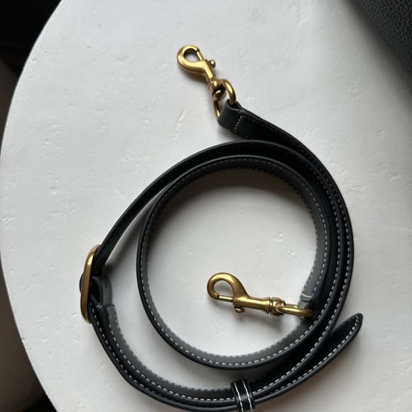 Quince Black Pebbled Leather Satchel with Gold Hardware - Picture 3 of 4